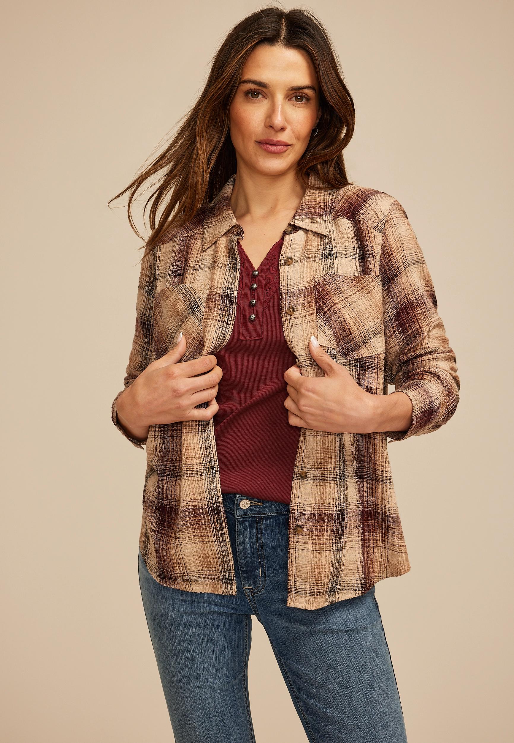 Pucker Plaid Button Down Shirt Product Image