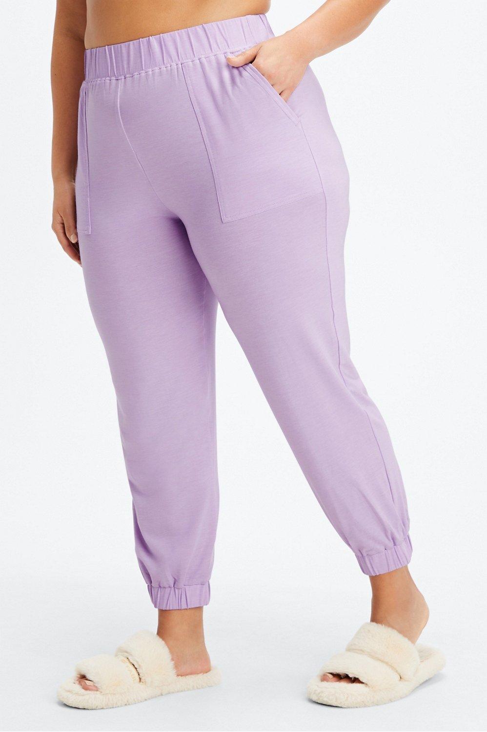 Fabletics RestoreKnit Tapered Lounge Pant Womens purple plus Size 1X Product Image