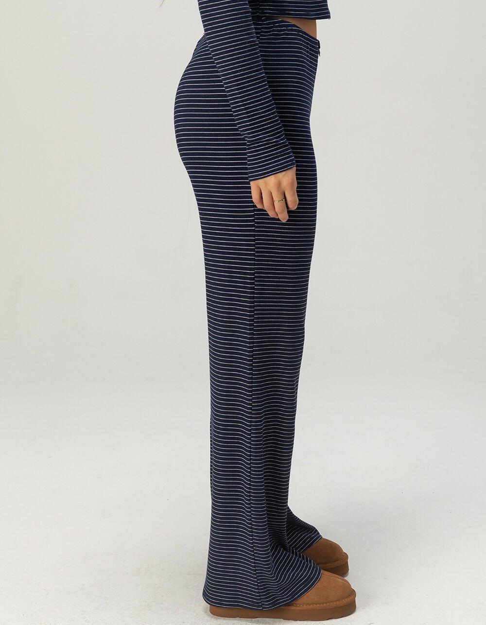 FULL TILT Rib Stripe Womens Pajama Pants - BURGUNDY COMBO Product Image