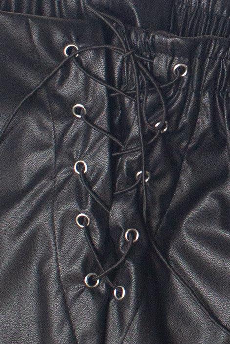 Pleather Lace Up Side Shorts Product Image