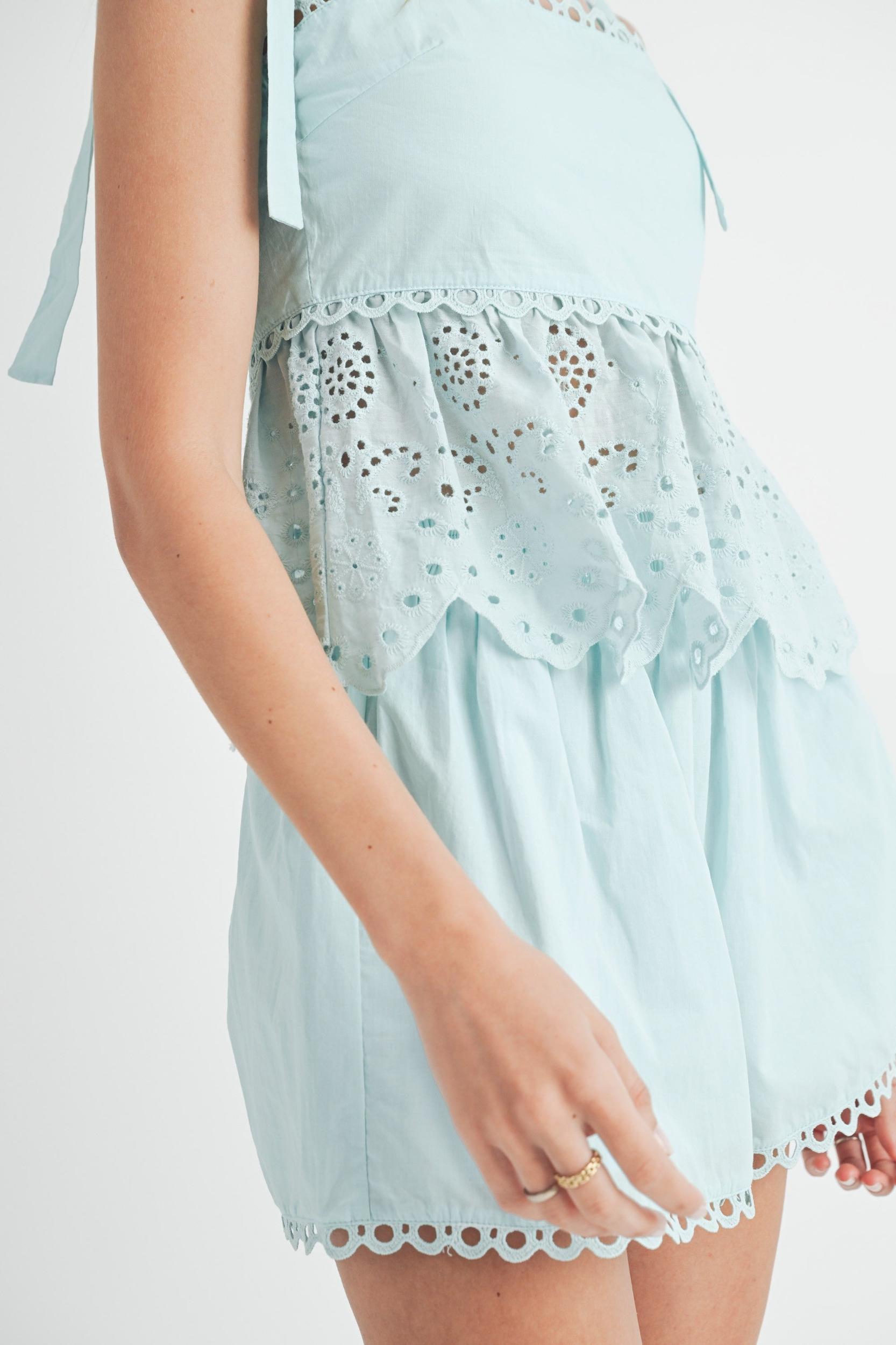 Eyelet Peplum Top & Shorts Set Product Image