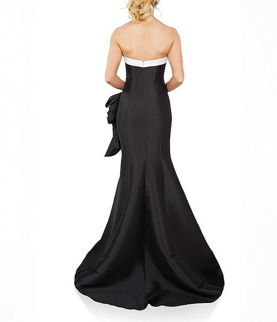 Terani Couture Two Tone Mikado Strapless Sleeveless Side Ruffle Gown Product Image