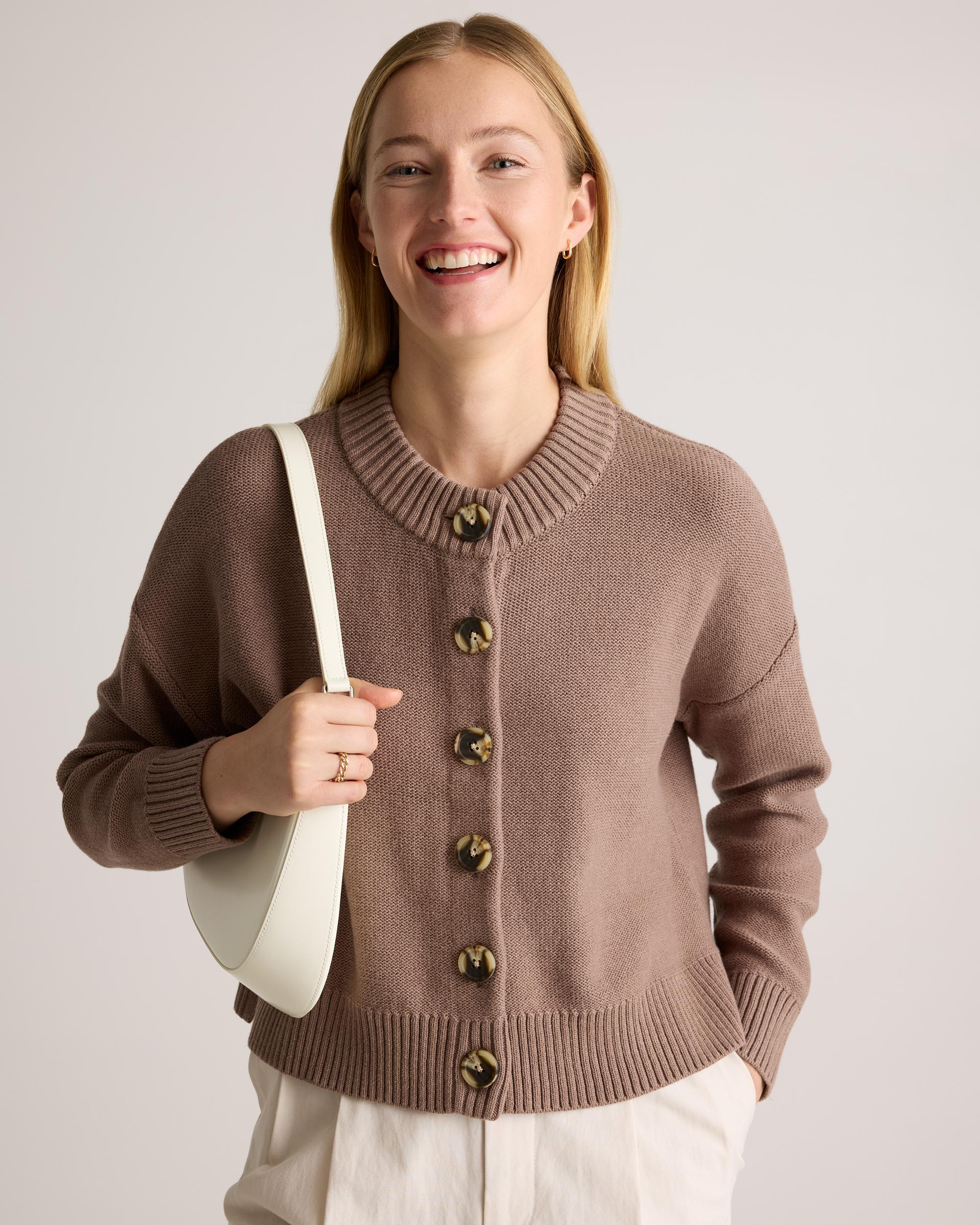 Quince | Women's Cropped Cardigan Sweater Size XL, Organic Cotton Product Image
