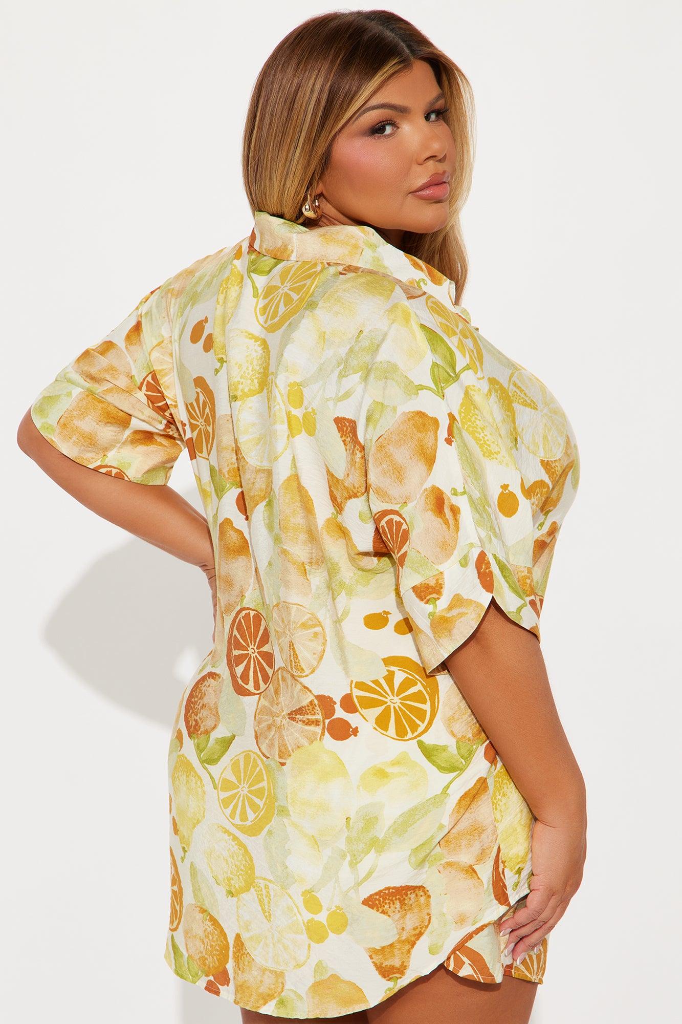 Citrus Charm Short Set - Yellow/combo Product Image