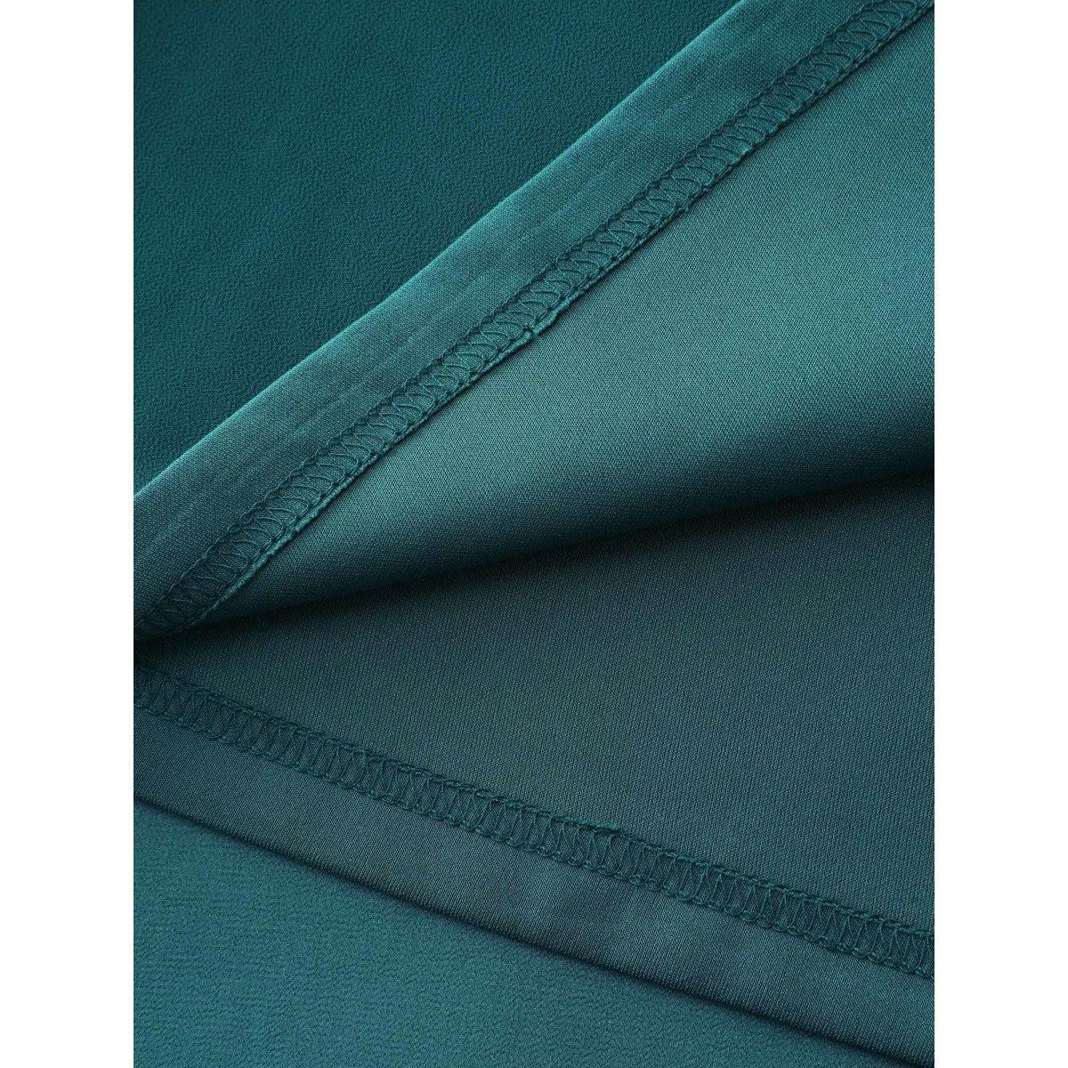 Plus Size Two-Piece Embroidered Cut Out Midi Dress Teal Women Party&Cocktail Round Neck Half Sleeve Curvy BloomChic 26/4X Product Image