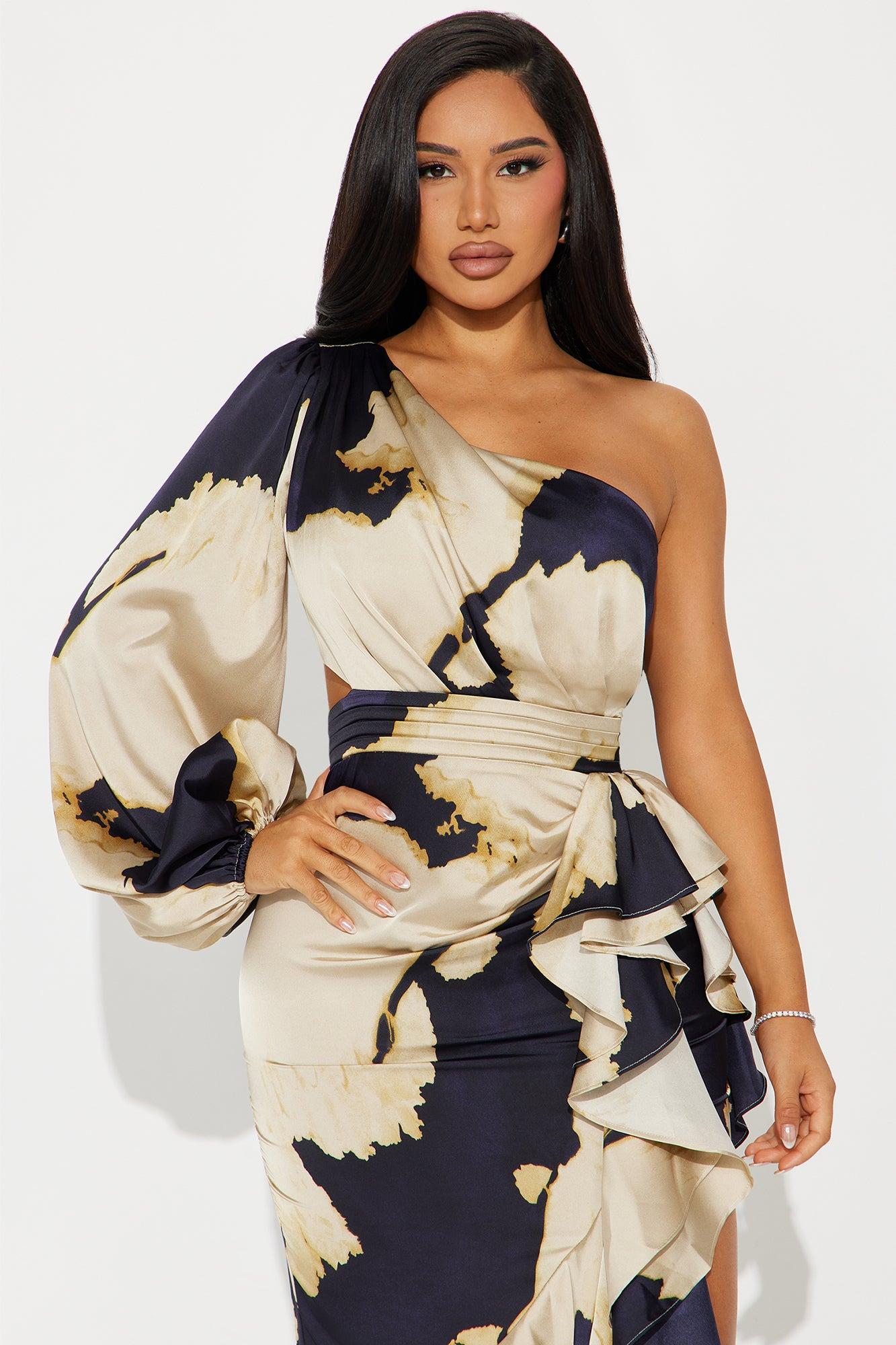 Florence Satin Maxi Dress - Navy/combo Product Image