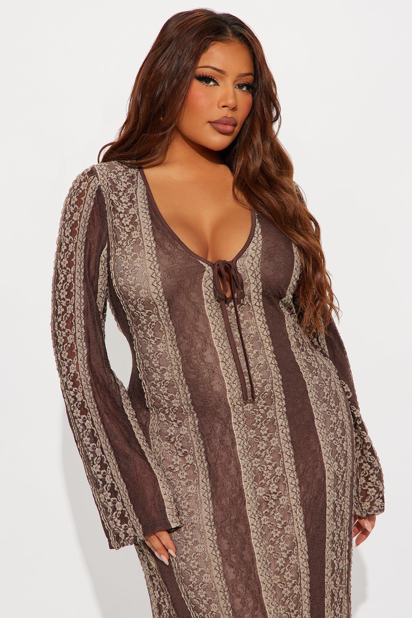 Abelyn Lace Maxi Dress - Brown Female Product Image