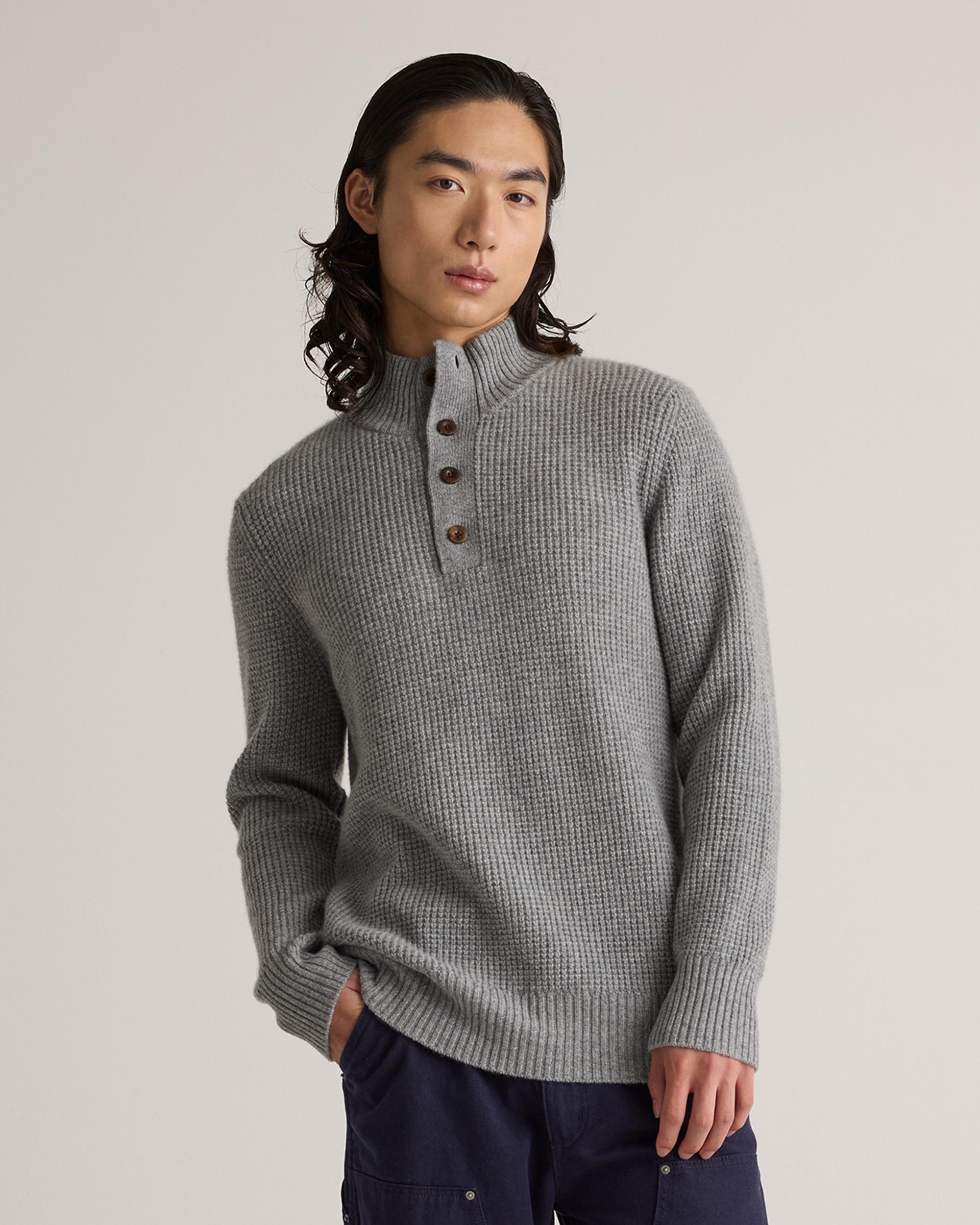 Quince | Men's Mongolian Cashmere Waffle Quarter Button Sweater Product Image