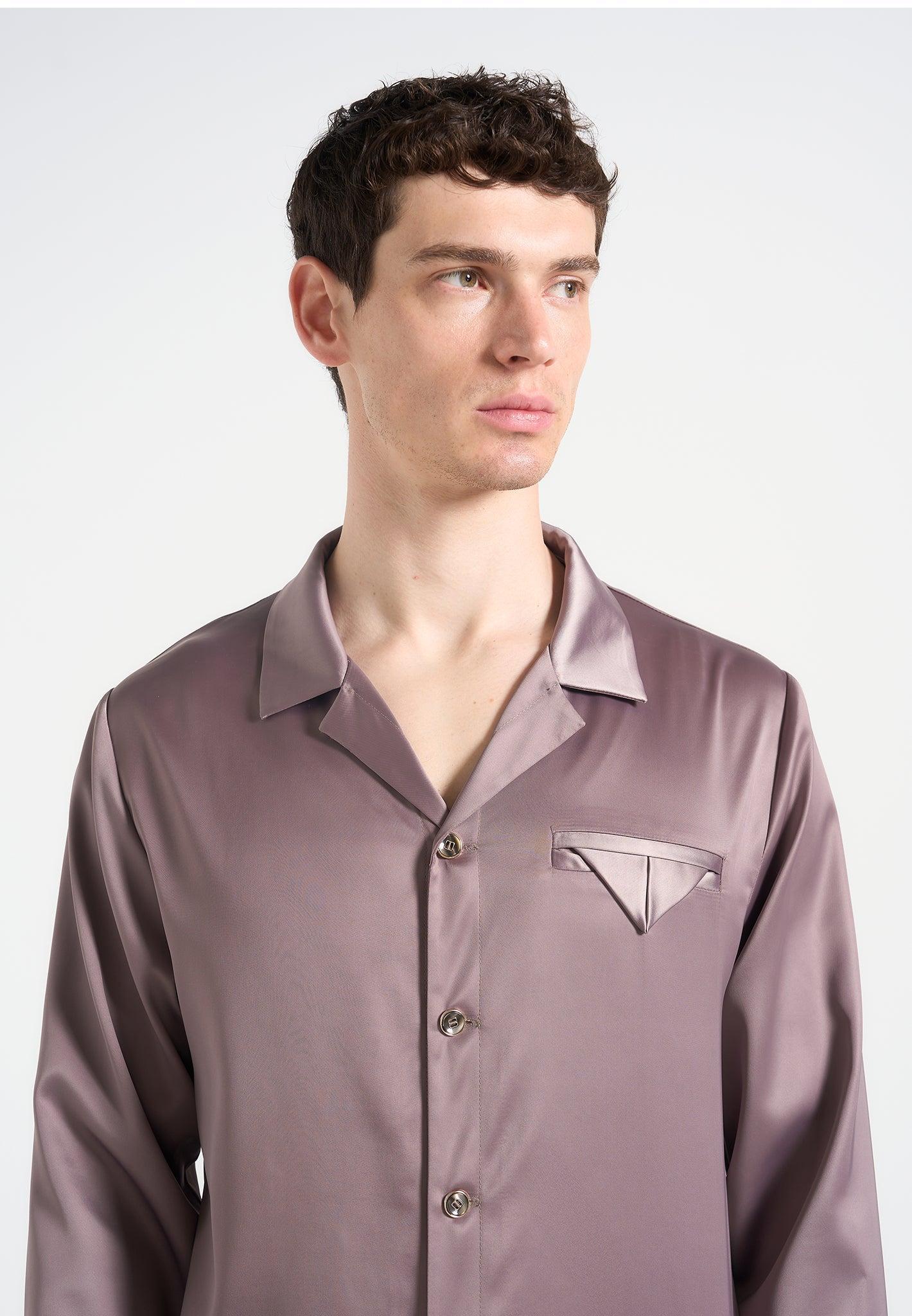Constant - Satin Overshirt - Taupe Male Product Image