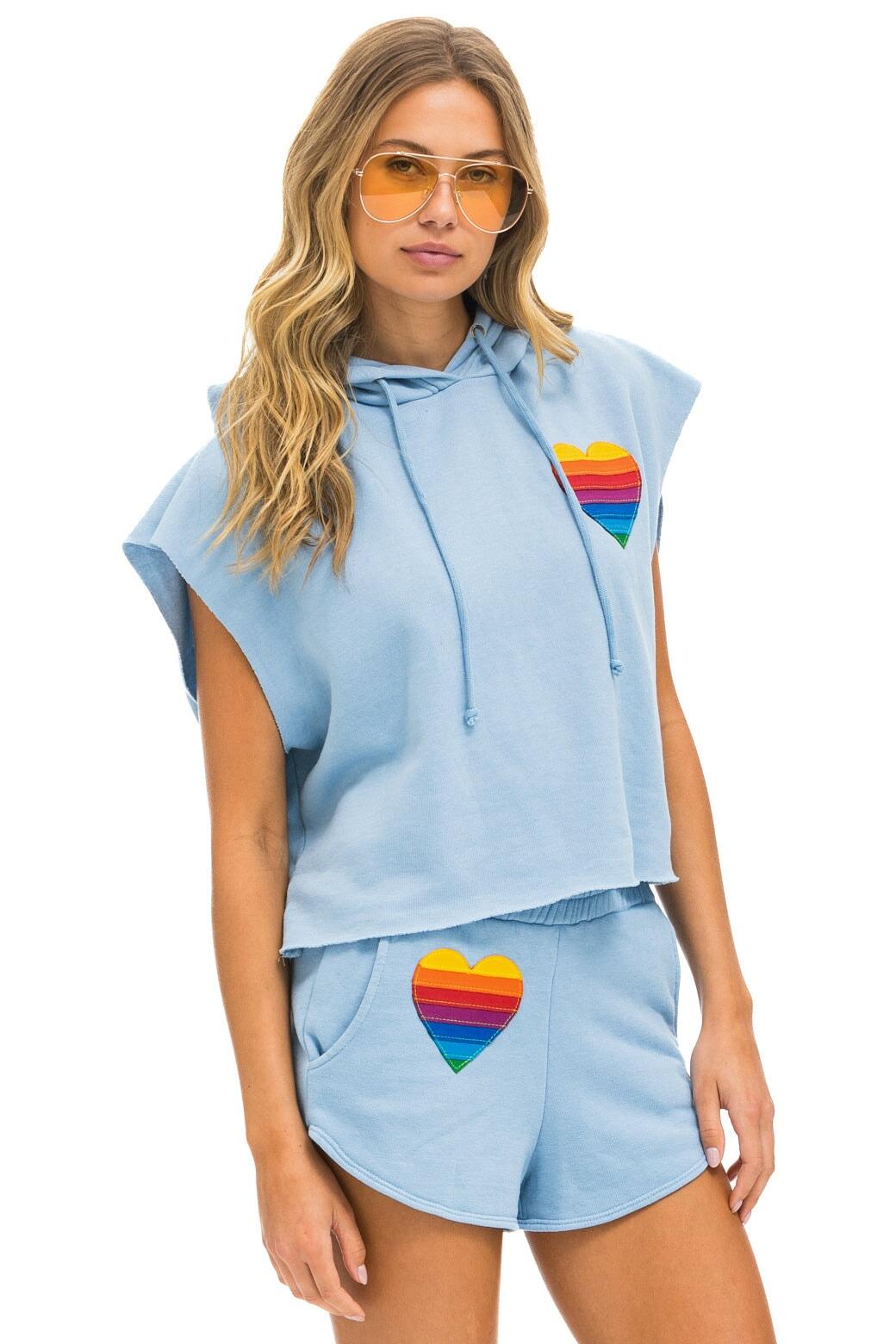 RAINBOW HEART STITCH LOUNGER SHORT - ICE Female Product Image