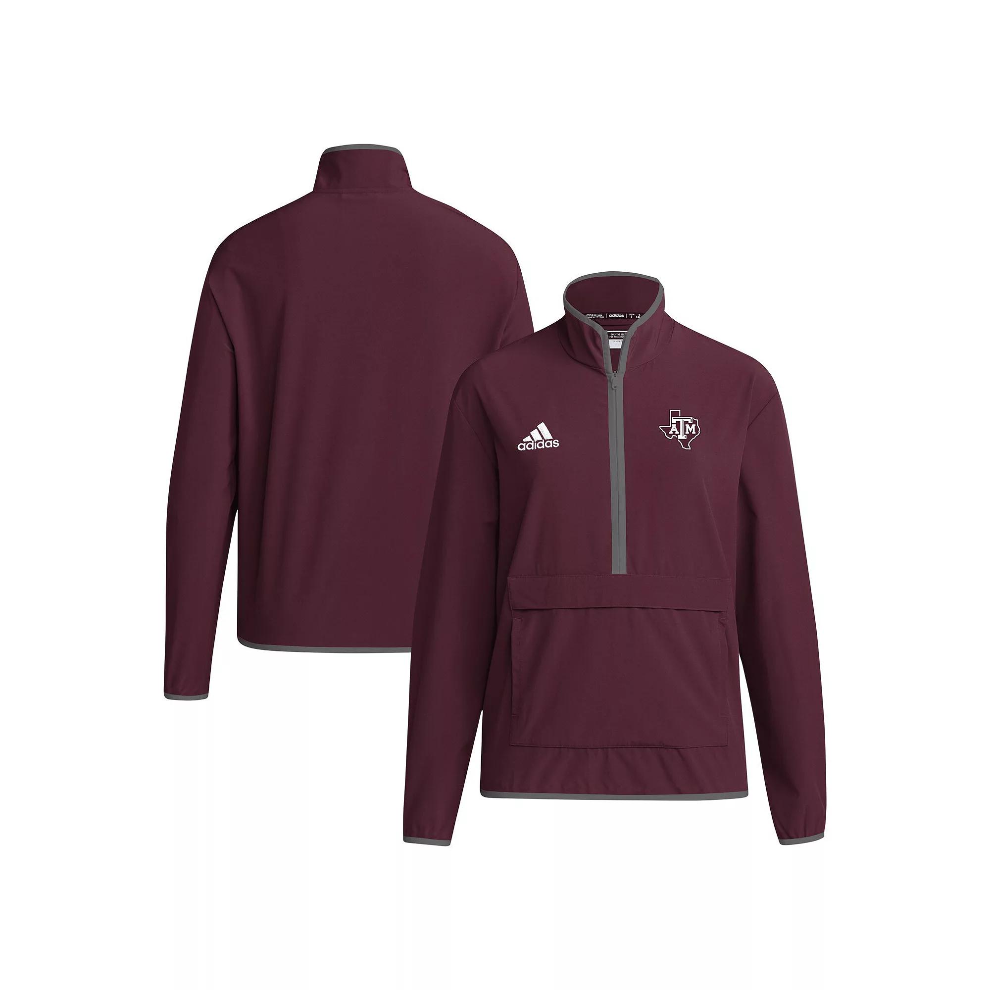 Men's adidas Maroon Texas A&M Aggies 2024 Coaches Sideline Half-Zip Jacket, Size: 2XL, Red Product Image