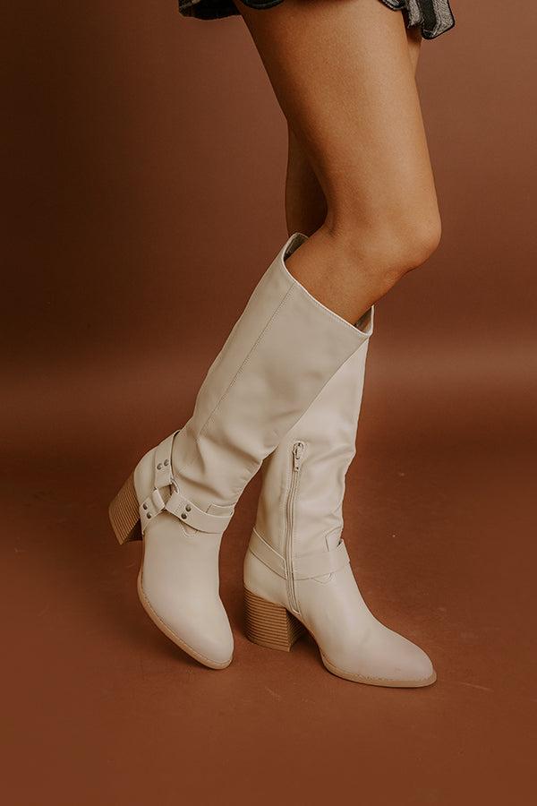 The Elliana Faux Leather Knee High Boot In French Vanilla Product Image