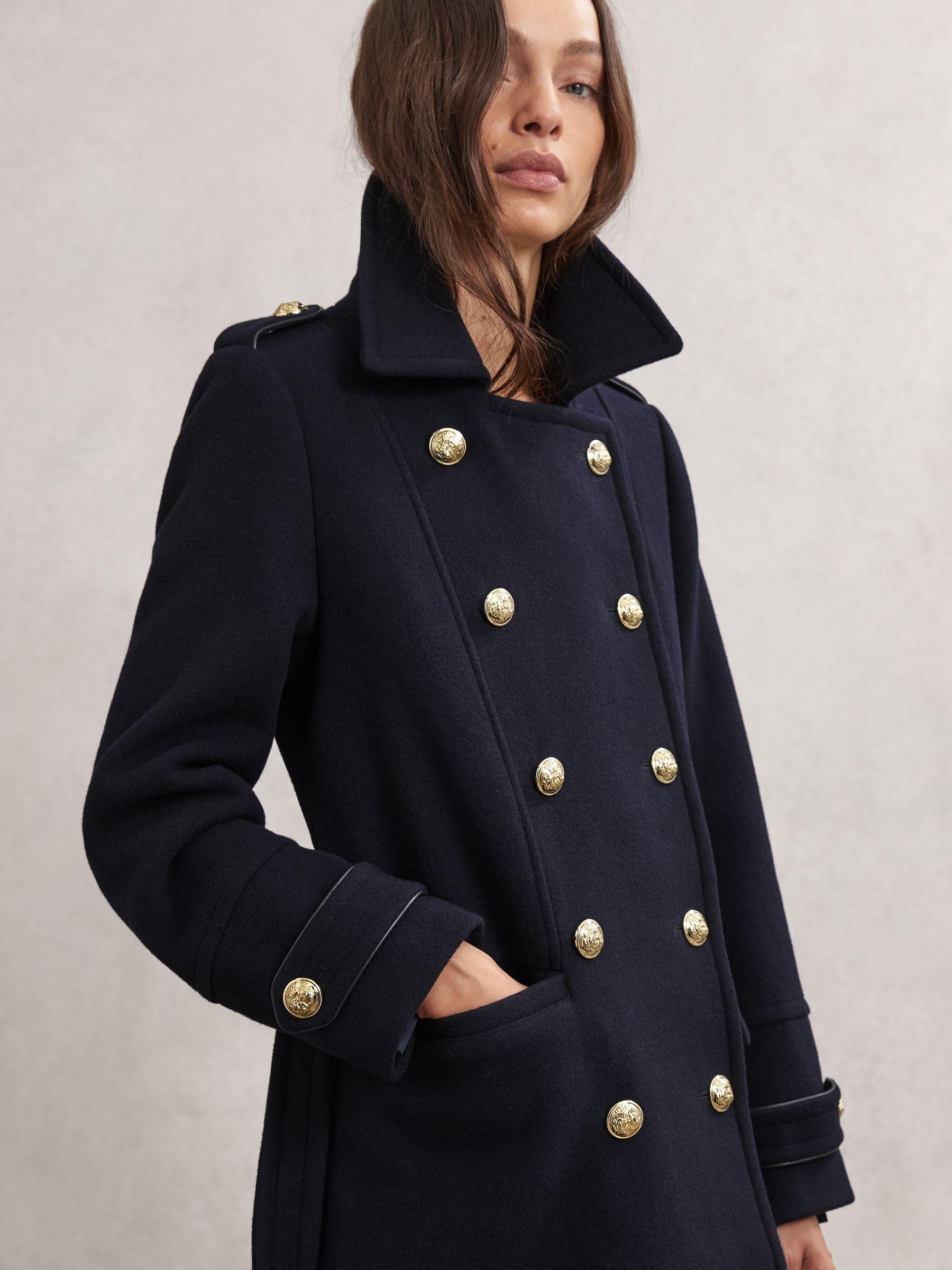 Petite Wool-Blend Double-Breasted Coat in Navy Product Image
