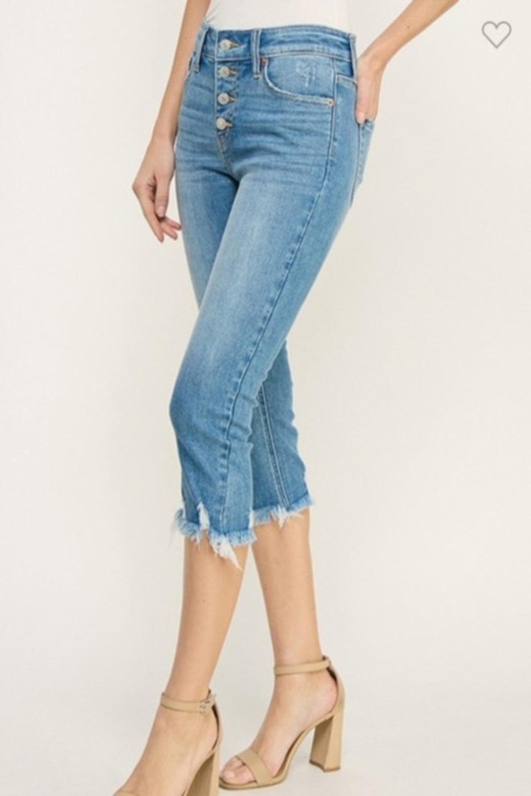 Mid Denim Capris Product Image