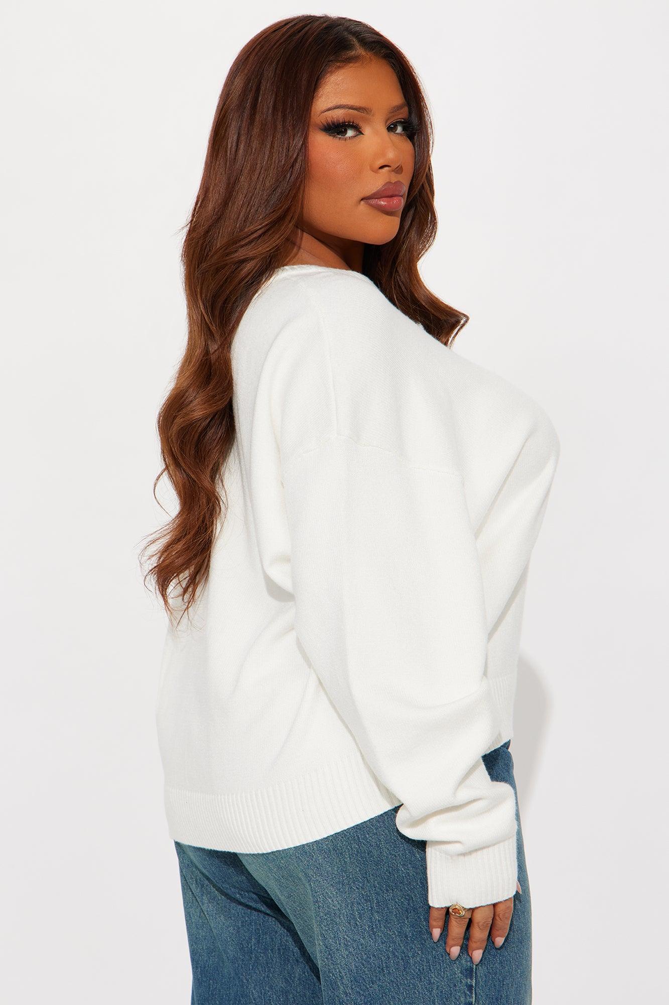 Fluffy Vibes Sheep Pullover Sweater - White/combo Female Product Image