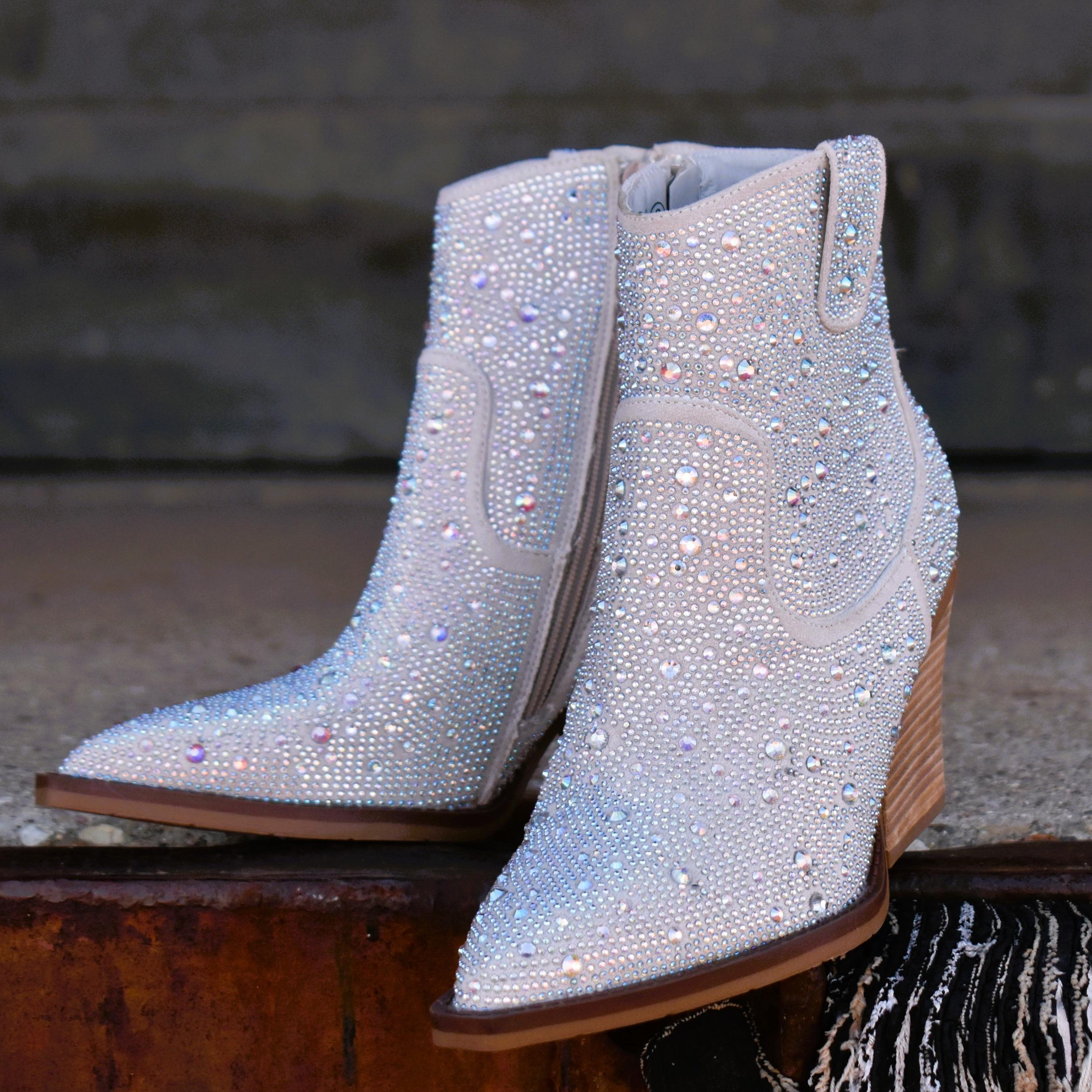 "Kady" Silver Rhinestone Booties* Product Image
