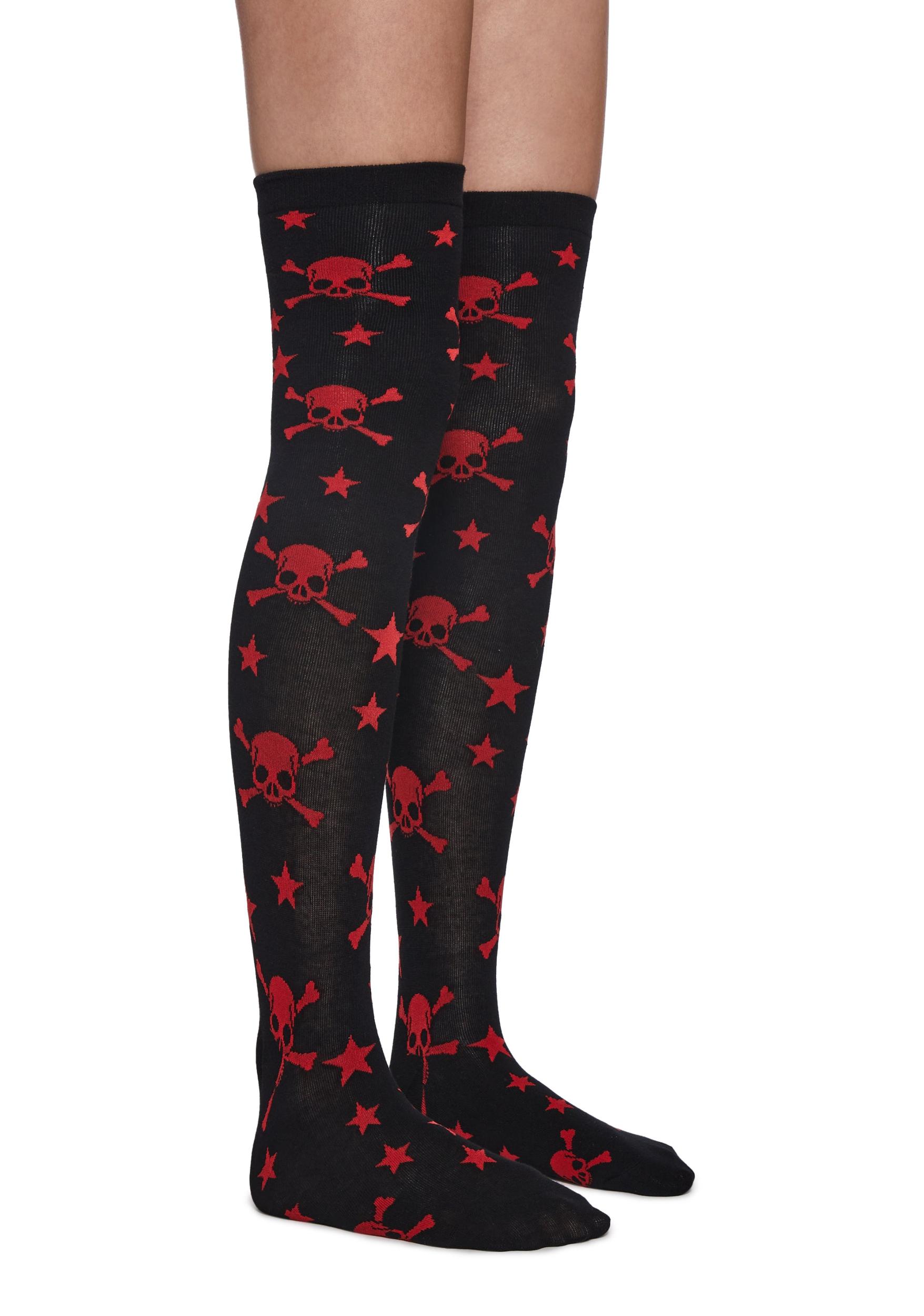Skull Crossbones Stars Knee High Socks Pack Product Image
