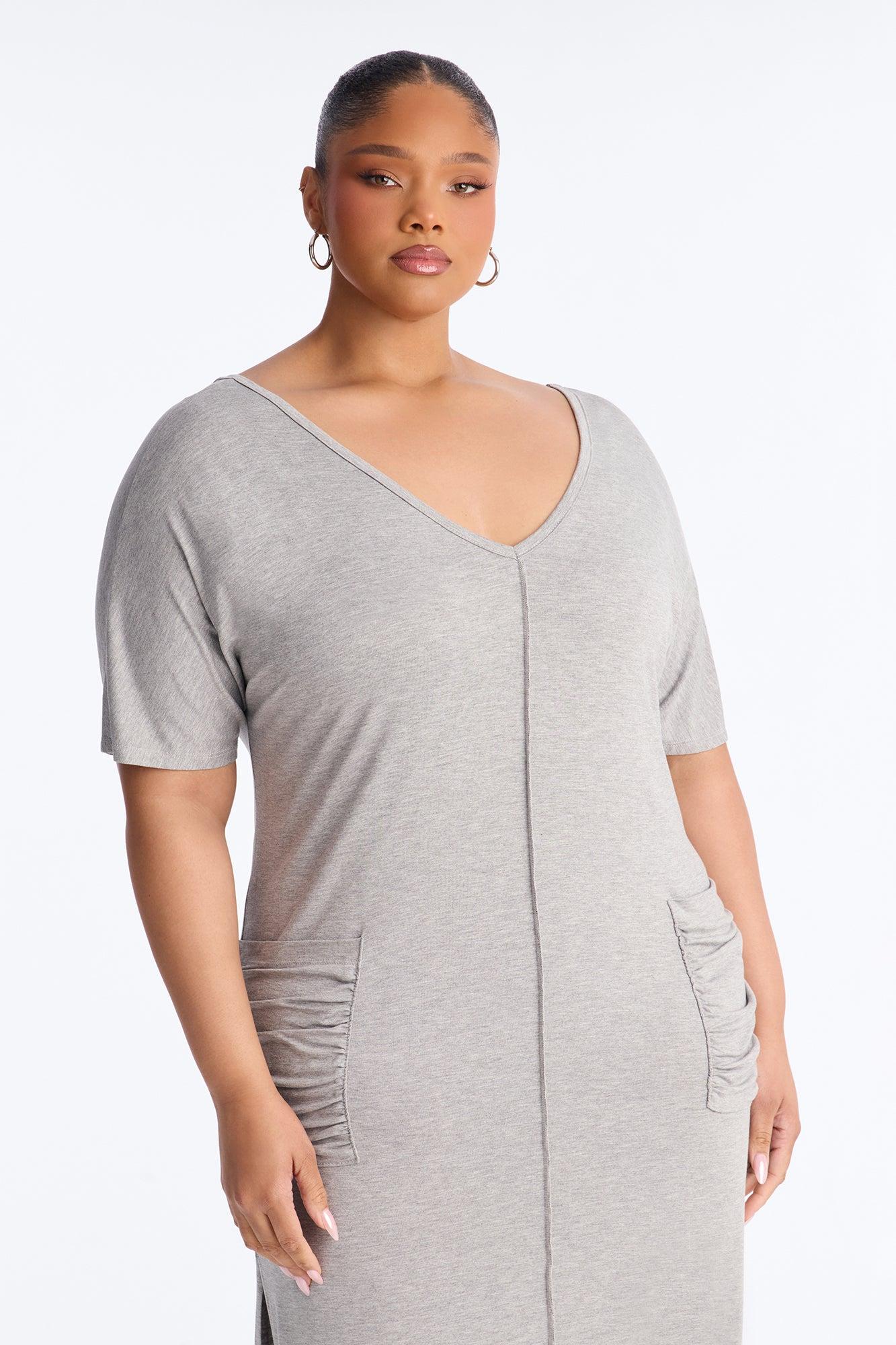 Staying In T-Shirt Maxi Dress - Heather Grey Female Product Image