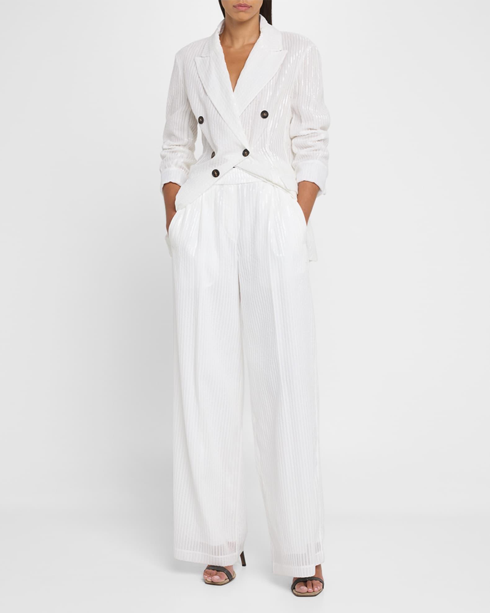 Stripe Sequined Wide Leg Organza Pants Product Image