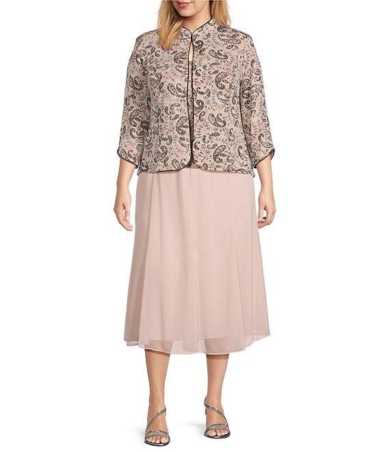 Alex Evenings Plus Size Chiffon A Line Midi Skirt Product Image
