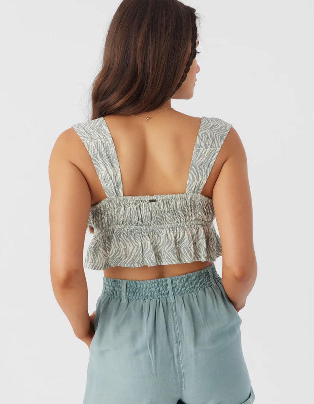 O'NEILL Gabbie Zebra Texture Womens Crop Top - WHITE COMBO Product Image