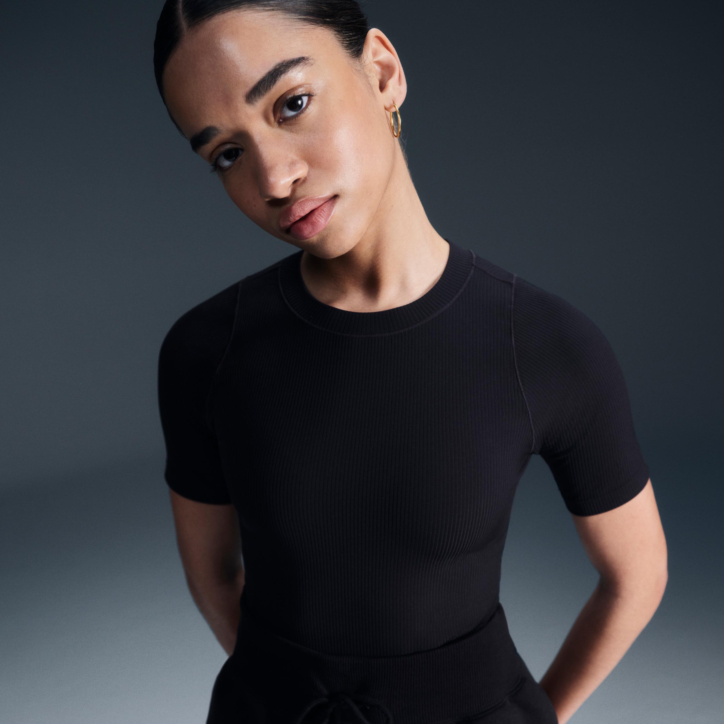 Nike Womens Zenvy Rib Dri-FIT Short-Sleeve Top | HF2772-010 Product Image