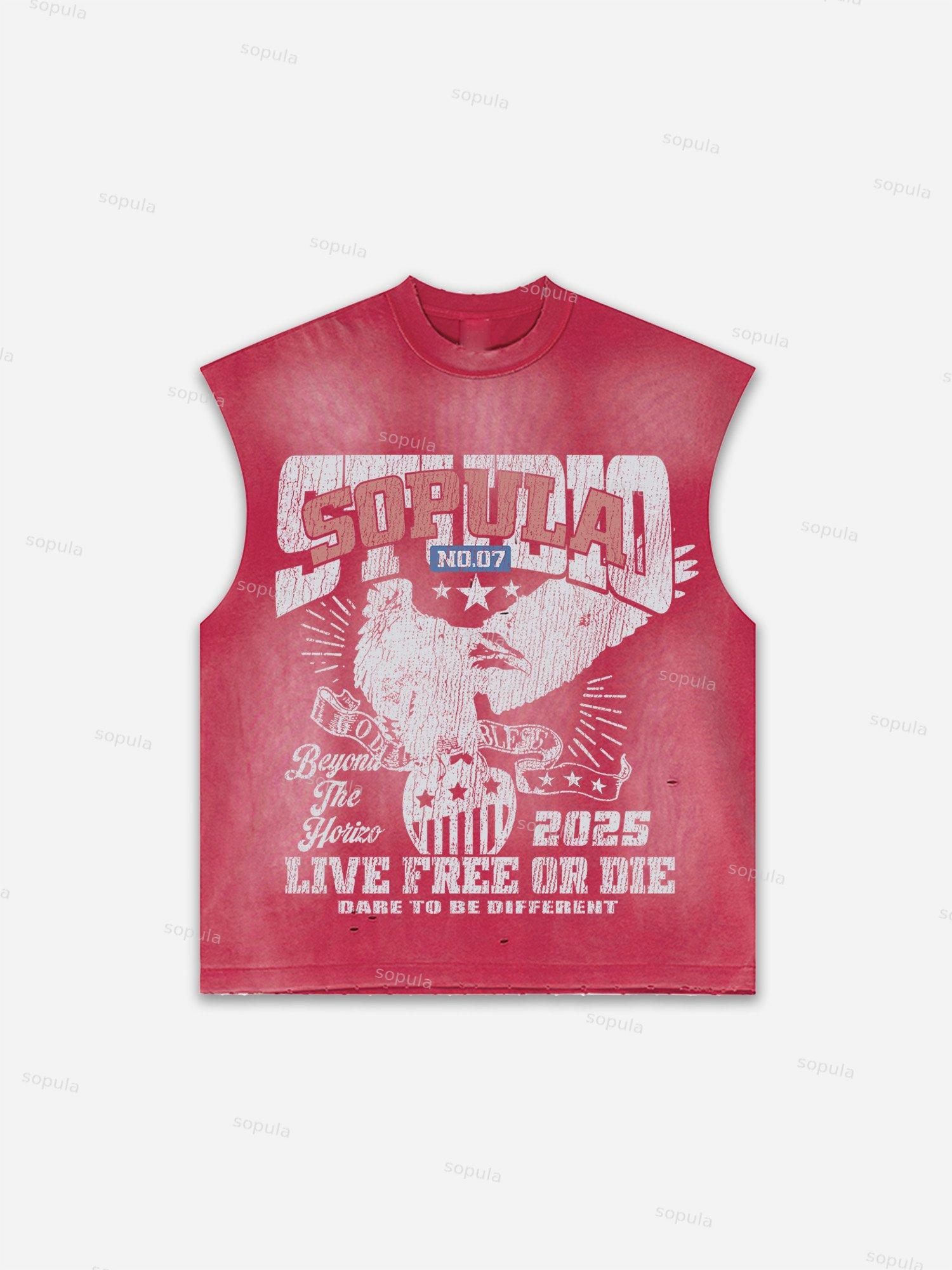 Western Eagle Graphic Men's Washed Tank Top Sleeveless Shirts Product Image
