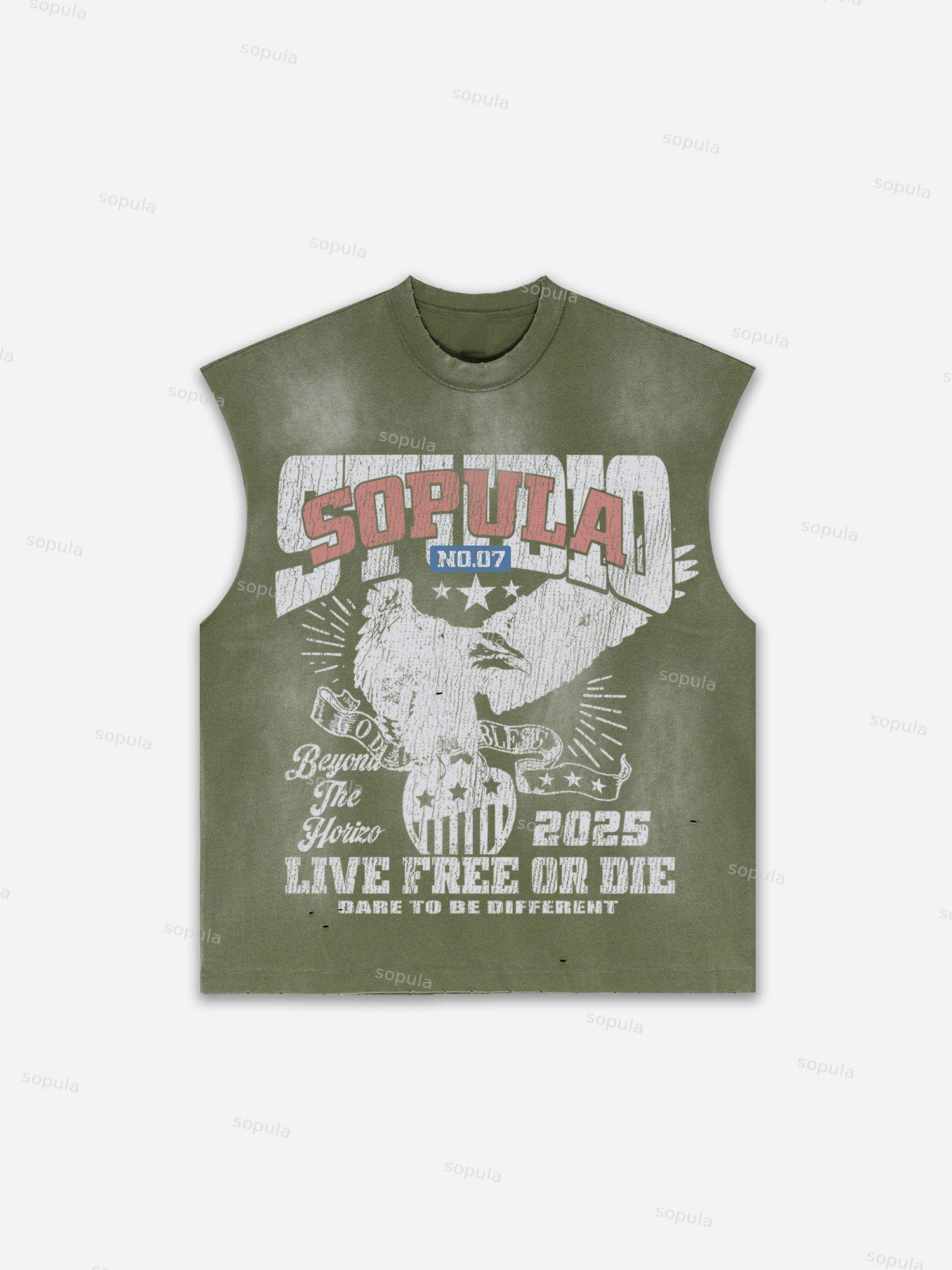 Western Eagle Graphic Men's Washed Tank Top Sleeveless Shirts Product Image