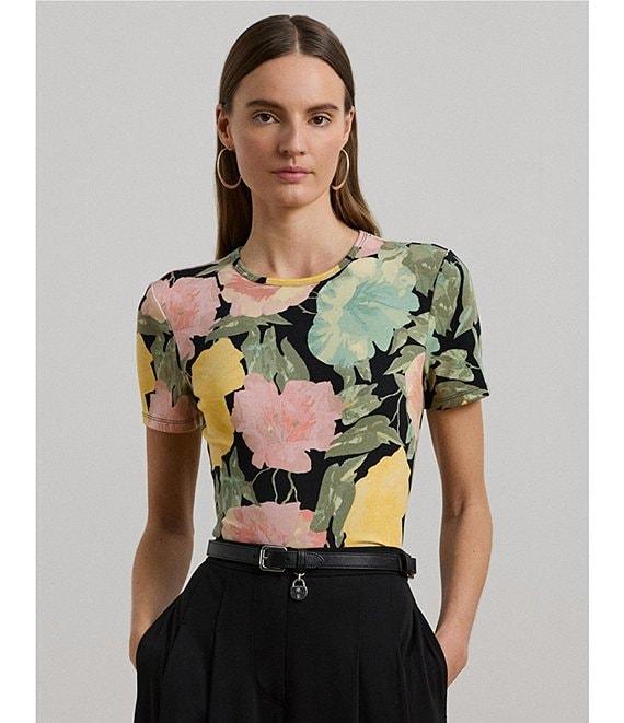Lauren Ralph Lauren Floral Stretch Cotton Crew Neck Short Sleeve T-Shirt Product Image