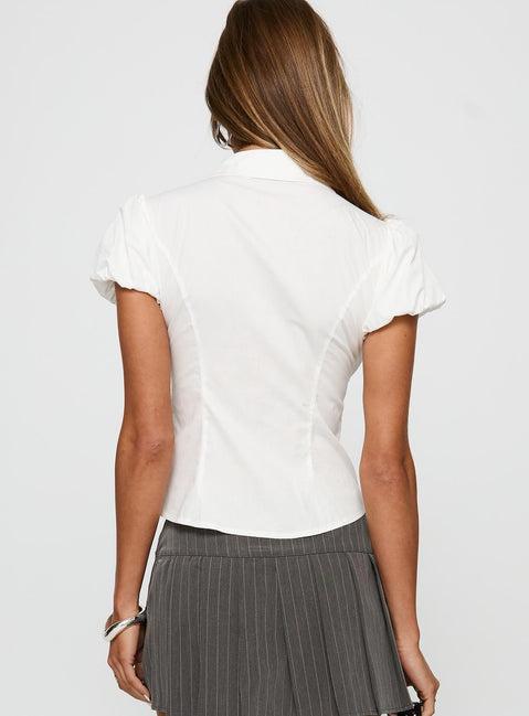 Academia Puff Sleeve Top White Product Image