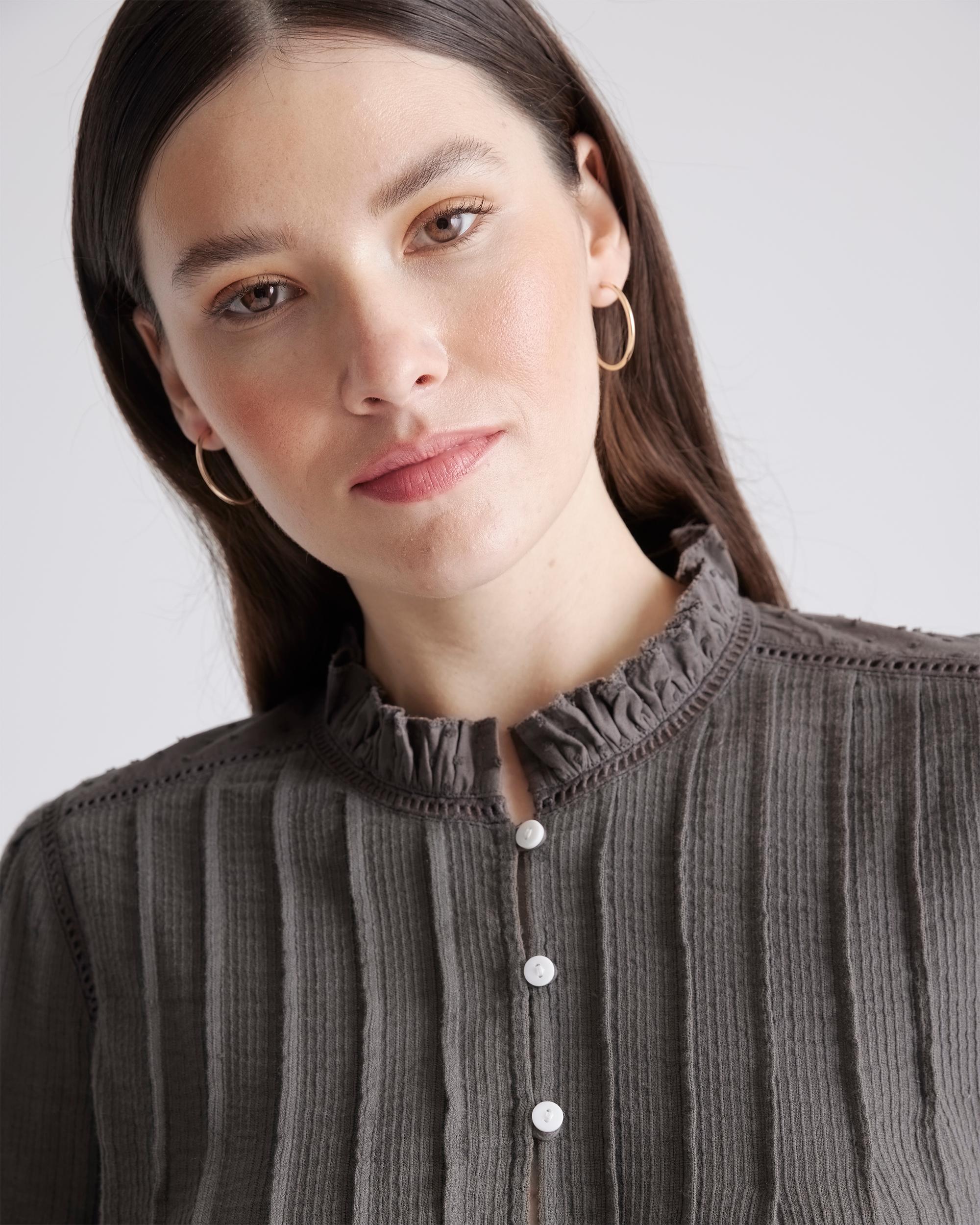 Quince | Women's Organic Textured Cotton Peasant Blouse Organic Cotton Product Image