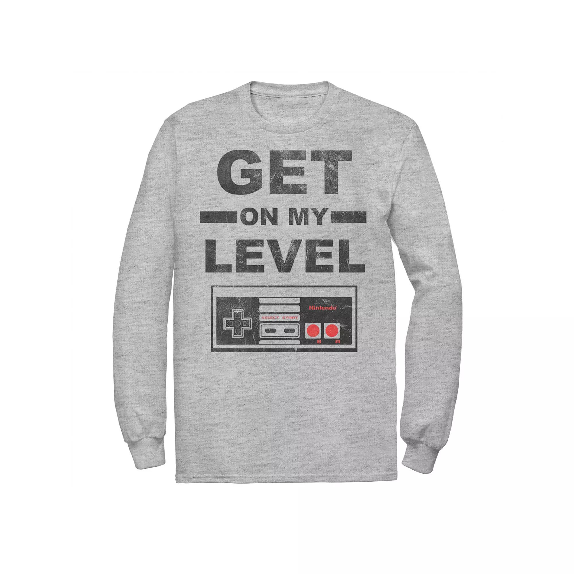Big & Tall Nintendo Get On My Level Long Sleeve Tee, Men's,  Product Image