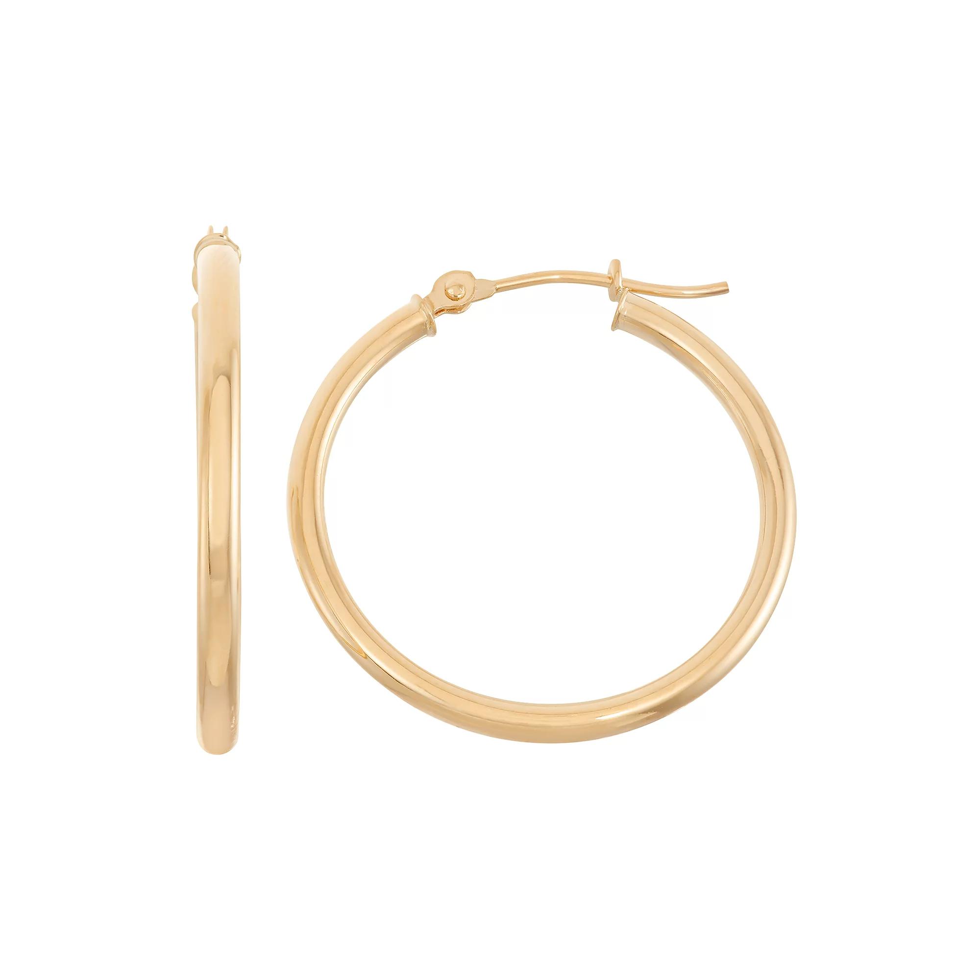 Jordan Blue 14k Gold Tube Hoop Earrings - 25 mm, Women's, Yellow Product Image