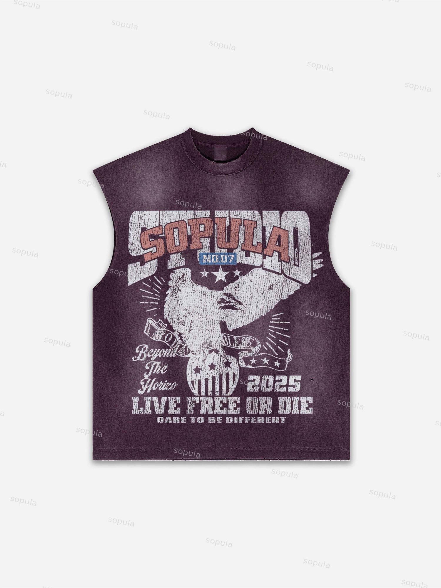Western Eagle Graphic Men's Washed Tank Top Sleeveless Shirts Product Image