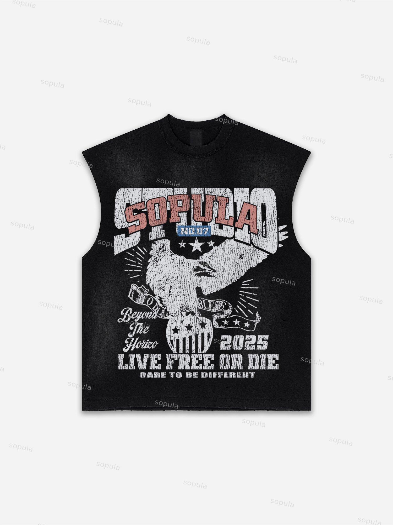 Western Eagle Graphic Men's Washed Tank Top Sleeveless Shirts Product Image