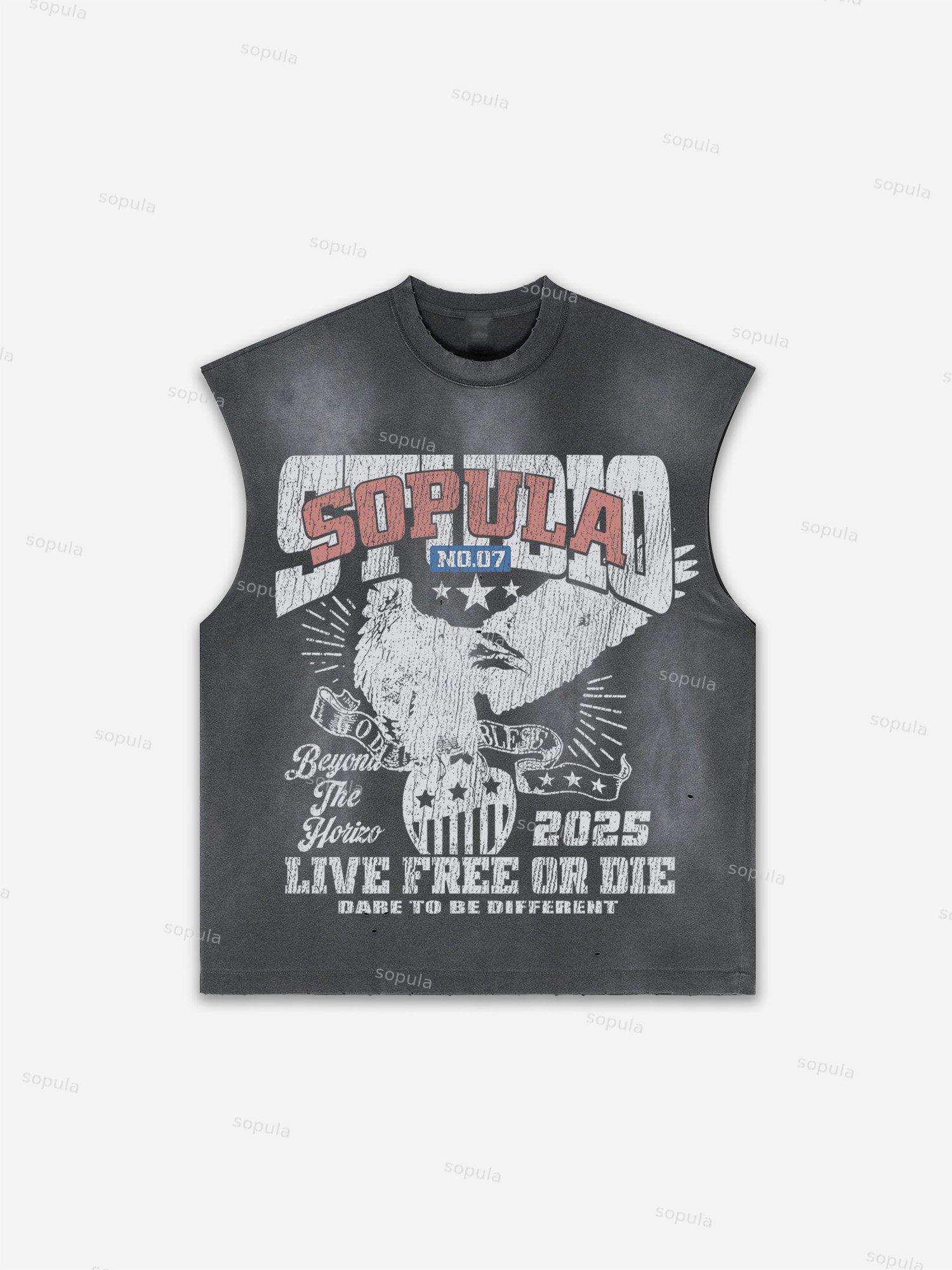 Western Eagle Graphic Men's Washed Tank Top Sleeveless Shirts Product Image