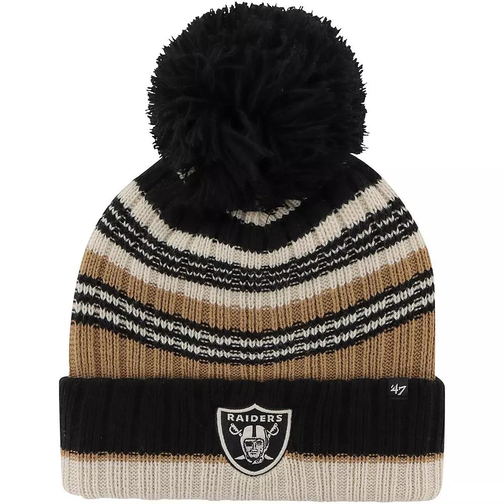 Women's '47 Natural Las Vegas Raiders Barista Cuffed Knit Hat with Pom, Lvr Beige Product Image