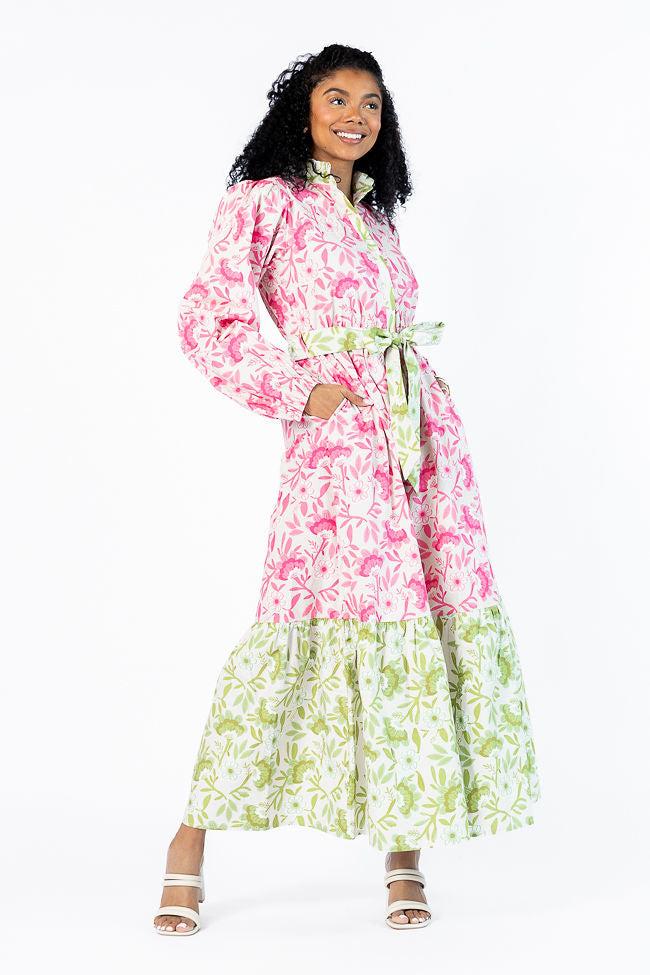 Grow Together Multi Colorblock Floral Midi Dress FINAL SALE Product Image