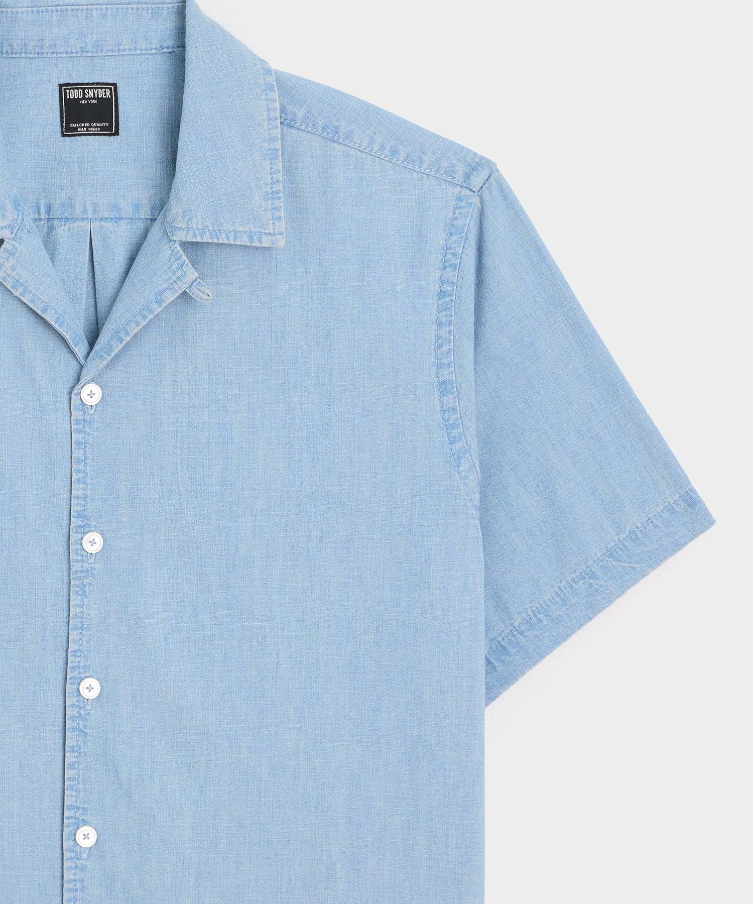 Cropped Chambray Camp Collar Shirt Product Image