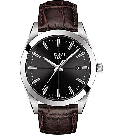 Tissot Womens Gentleman Brown Embossed Leather Watch Product Image