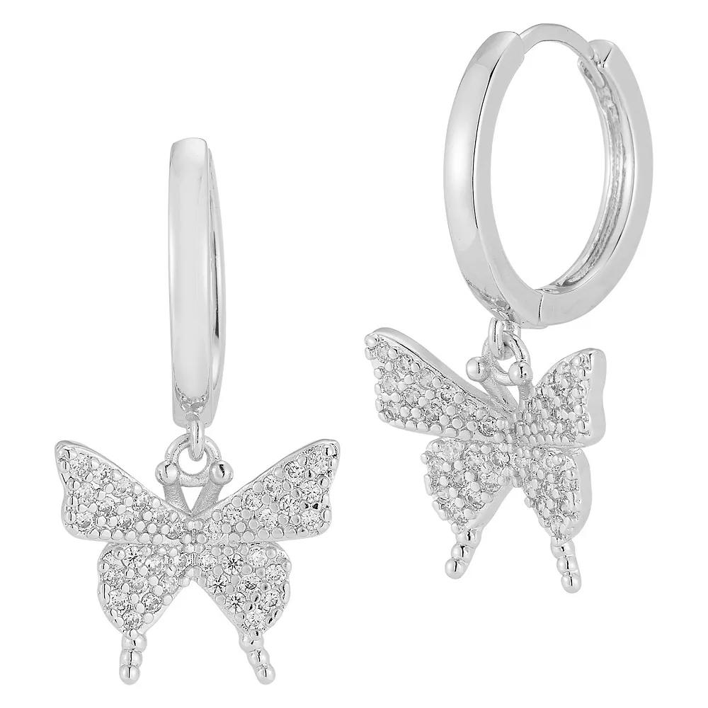 Cubic Zirconia Butterfly Drop Earrings, Women's, Silver Tone Product Image