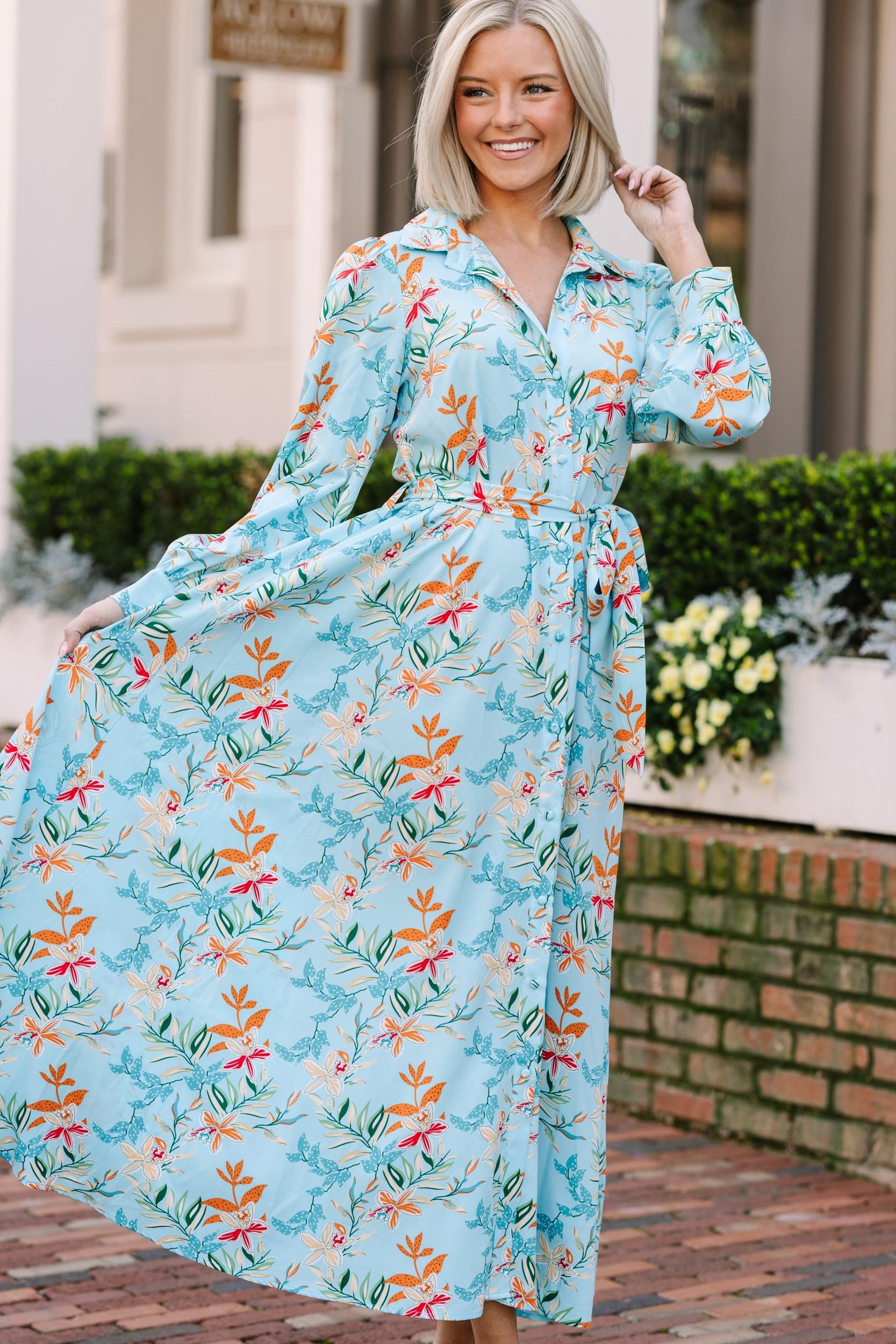 All Inclusive Blue Floral Maxi Dress Female Product Image