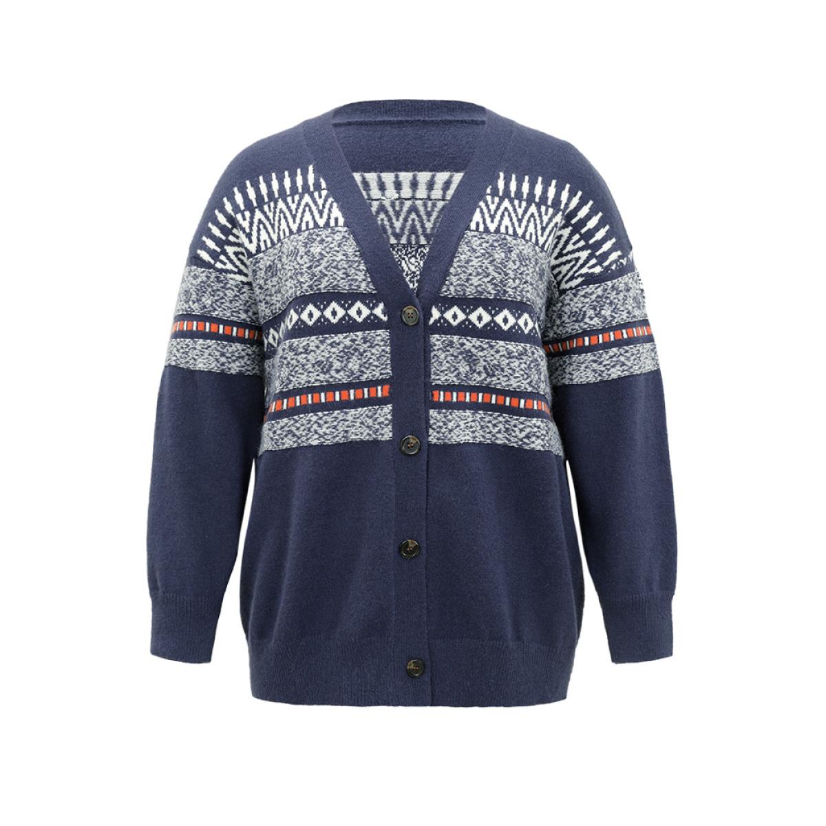 Plus Size Anti-Pilling Bandana Print Open Front Cardigan Midnight Women Casual Loose Long Sleeve Festival-Christmas Cardigans BloomChic 30/6X Product Image