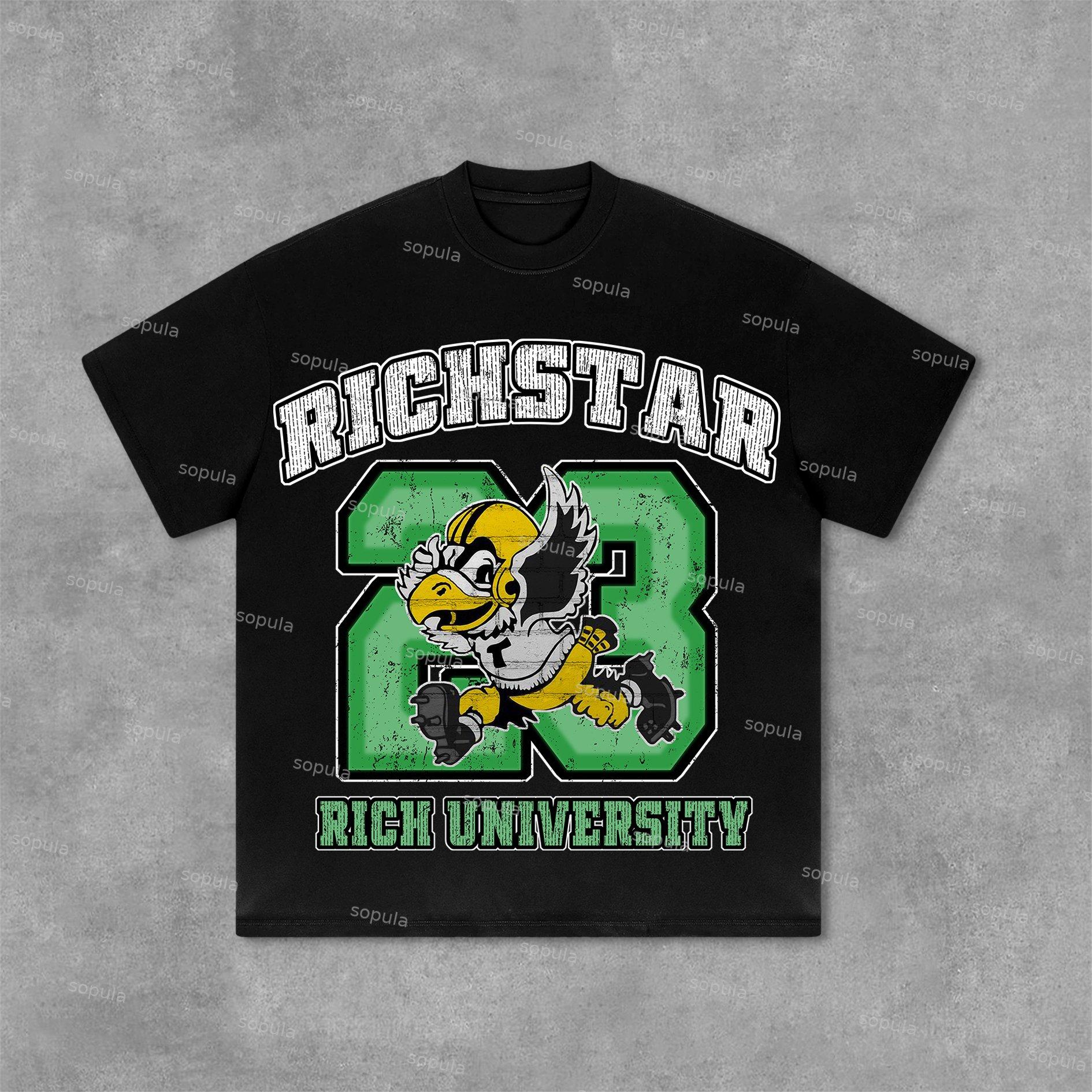 Sopula Vintage Rich Star Graphic Print Cotton T-Shirt Product Image