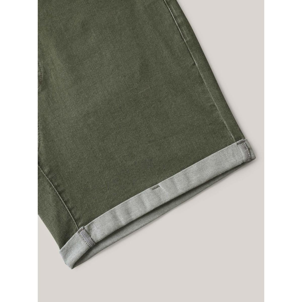 Plus Size High-Rise Classic Cut Denim Shorts Women Denimgreen Medium stretch Casual Slanted pocket Leisure Denim Shorts BloomChic 30/6X Product Image