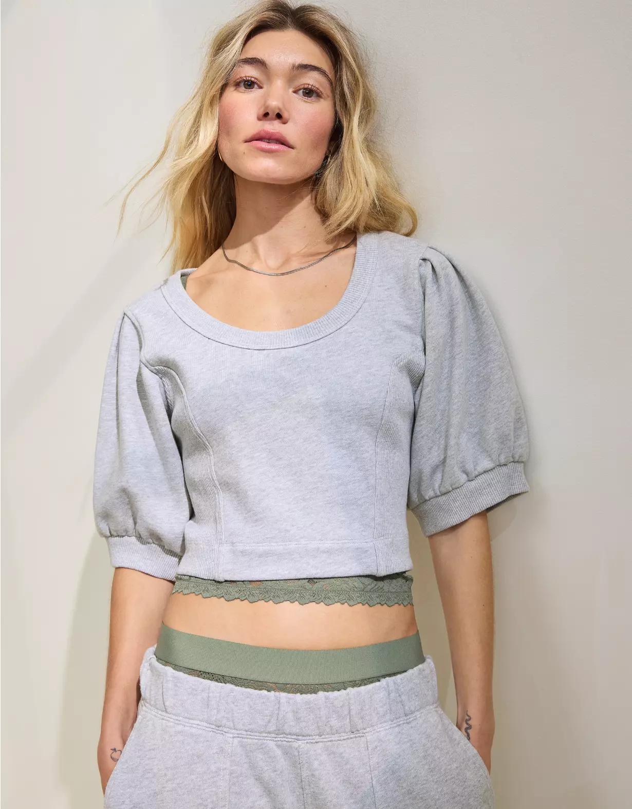 Aerie Seams Right Short Sleeve Sweatshirt Product Image
