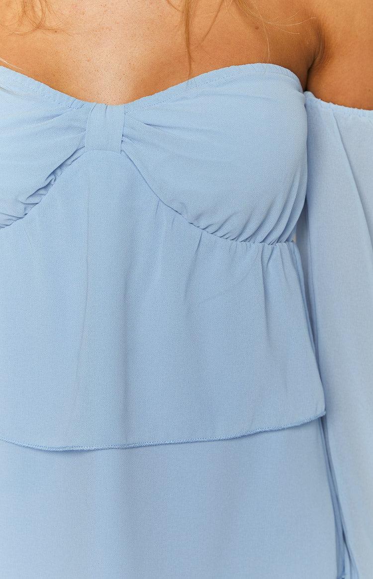 Cindee Blue Off Shoulder Mini Dress Baby Product Image
