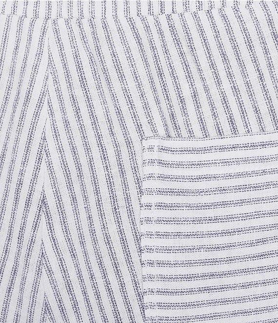 Westbound Plus Size Blue White Stripe Crop Linen Blend Pants Product Image