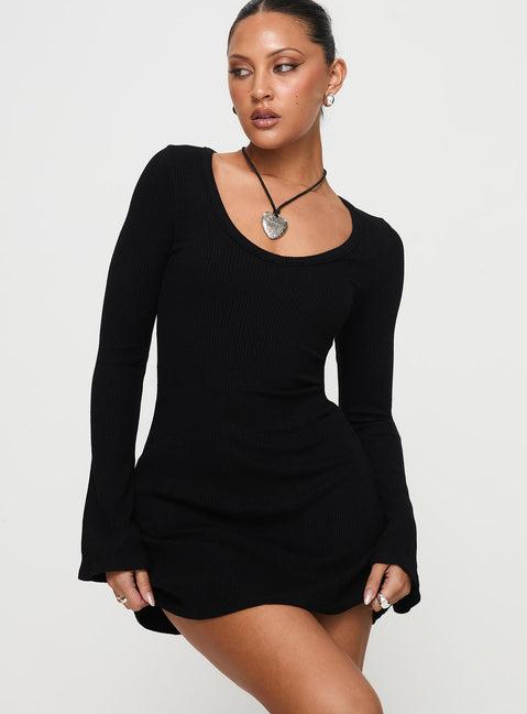 Best Interest Long Sleeve Mini Dress Black Tall Product Image