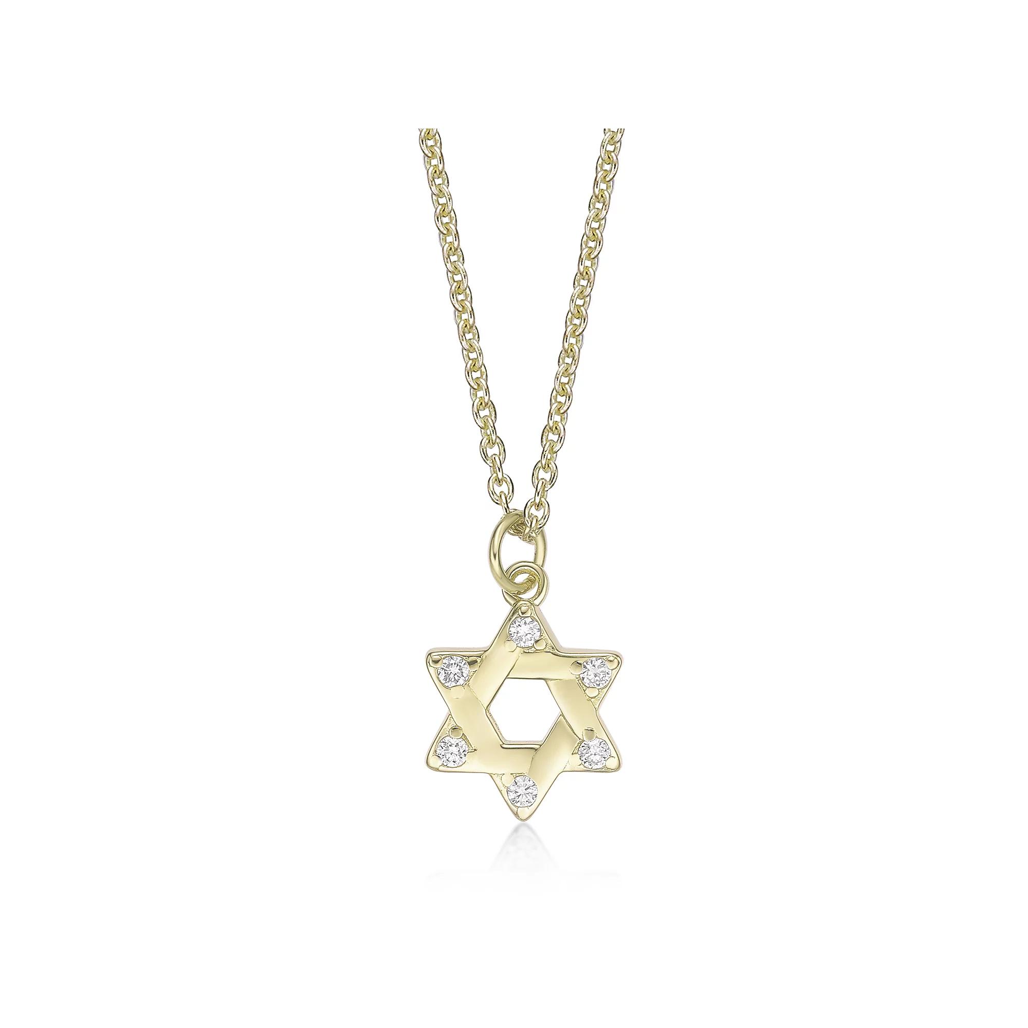 Gemminded 18k Gold Over Silver Lab-Created Diamond Accent Star Of David Pendant Necklace, Women's, Size: 18", Gold Tone Product Image